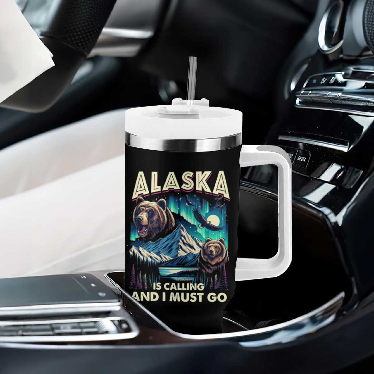 Alaska Is Calling And I Must Go Aurora Beer Home Tumbler With Handle TS09 Print Your Wear