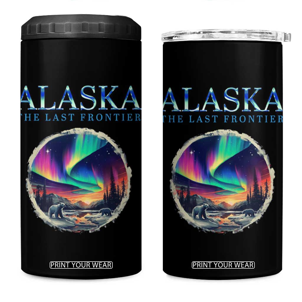 Alaska Aurora 4 in 1 Can Cooler Tumbler The Last Frontier Polar Bear TS09 One Size: 16 oz Black Print Your Wear