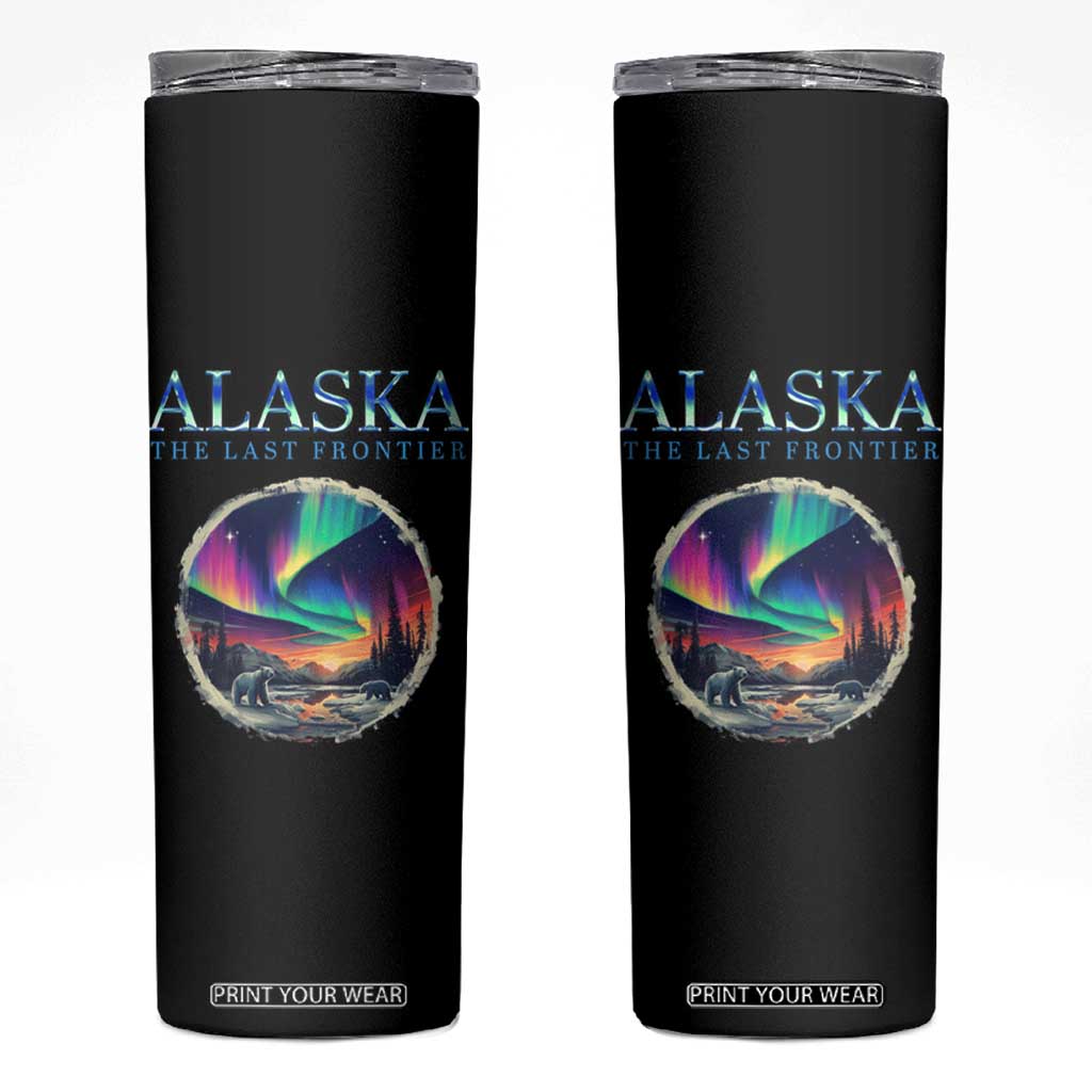 Alaska Aurora Skinny Tumbler The Last Frontier Polar Bear TS09 Black Print Your Wear