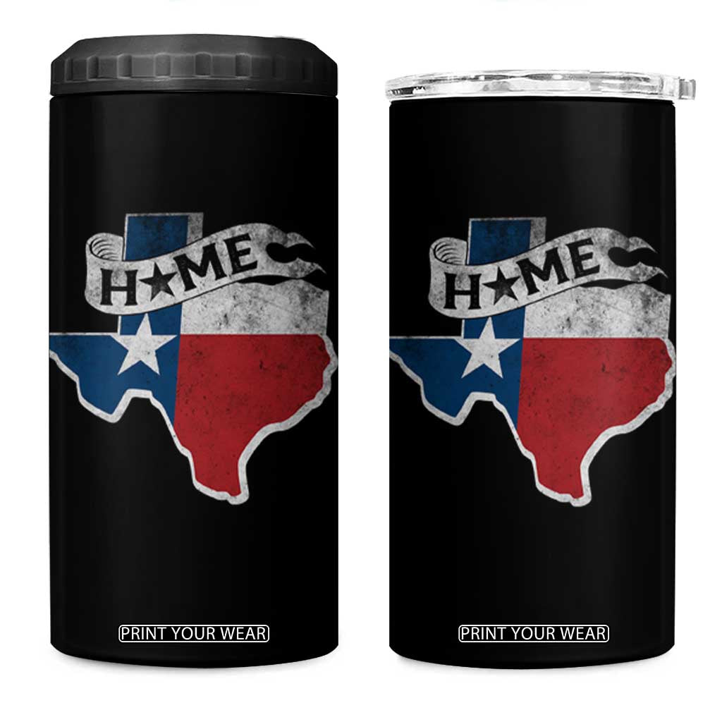 Texas Home State Map Distressed Flag 4 in 1 Can Cooler Tumbler TS09 One Size: 16 oz Black Print Your Wear
