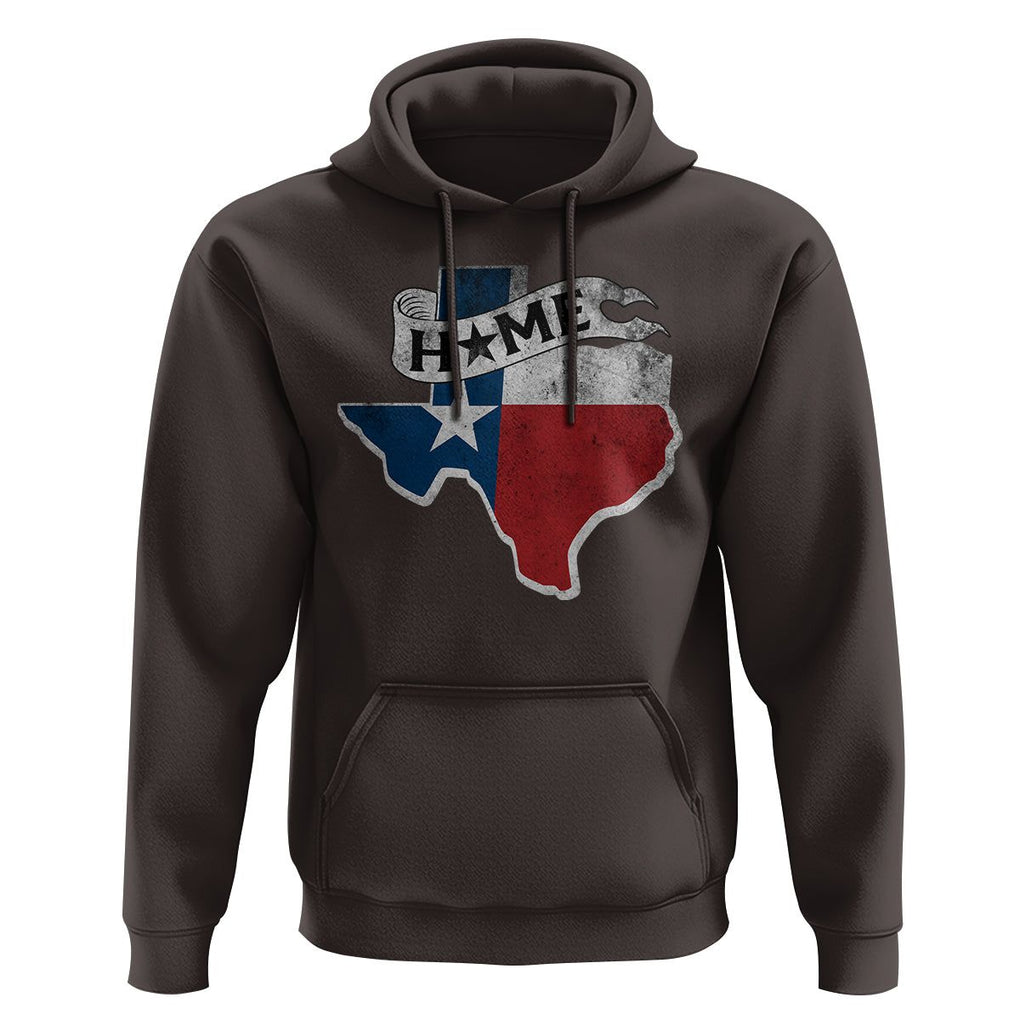 Texas Home State Map Distressed Flag Hoodie TS09 Dark Chocolate Print Your Wear