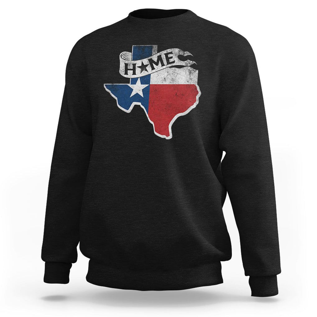 Texas Home State Map Distressed Flag Sweatshirt TS09 Black Print Your Wear