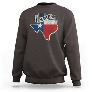 Texas Home State Map Distressed Flag Sweatshirt TS09 Dark Chocolate Print Your Wear