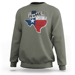 Texas Home State Map Distressed Flag Sweatshirt TS09 Military Green Print Your Wear
