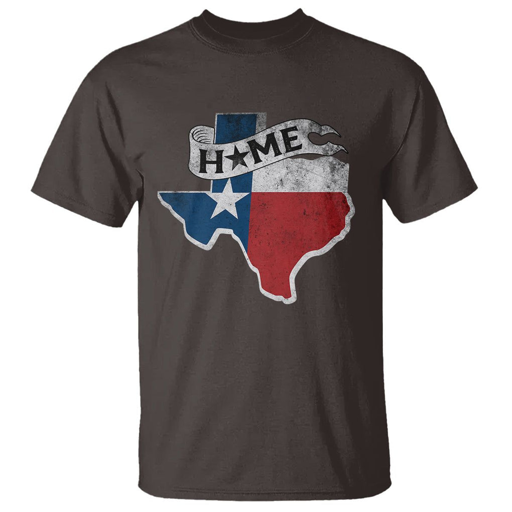 Texas Home State Map Distressed Flag T Shirt TS09 Dark Chocolate Print Your Wear