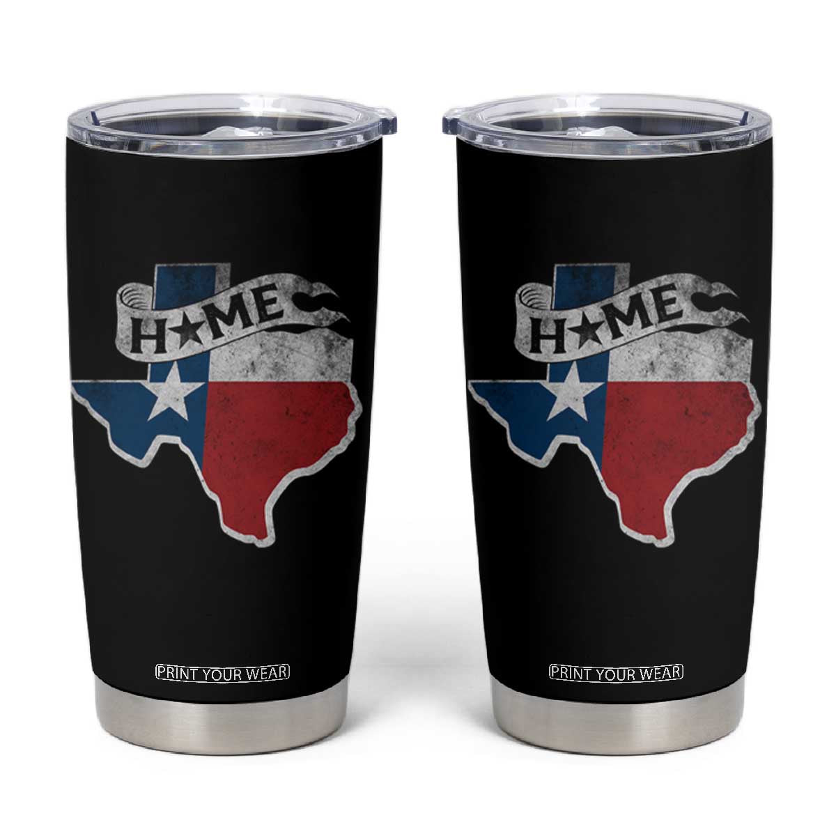 Texas Home State Map Distressed Flag Tumbler Cup TS09 Black Print Your Wear