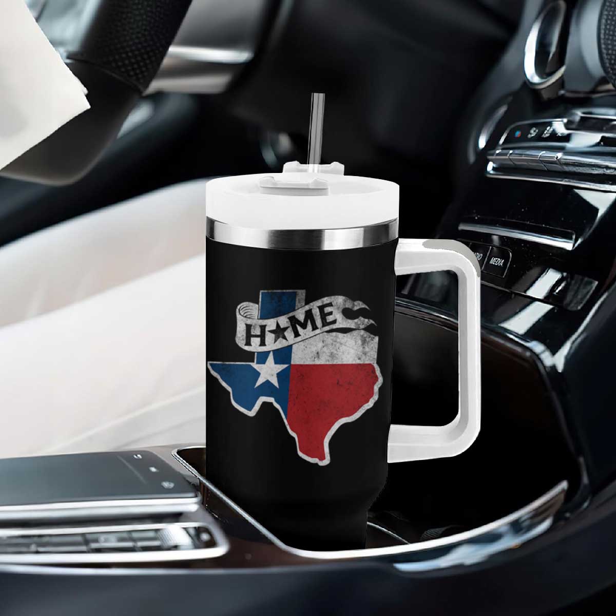 Texas Home State Map Distressed Flag Tumbler With Handle TS09 Print Your Wear