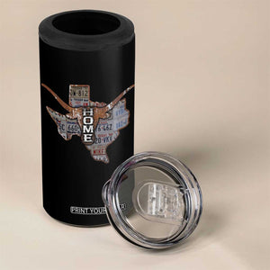Texas Home 4 in 1 Can Cooler Tumbler Vintage State Map TX Longhorn TS09 Print Your Wear