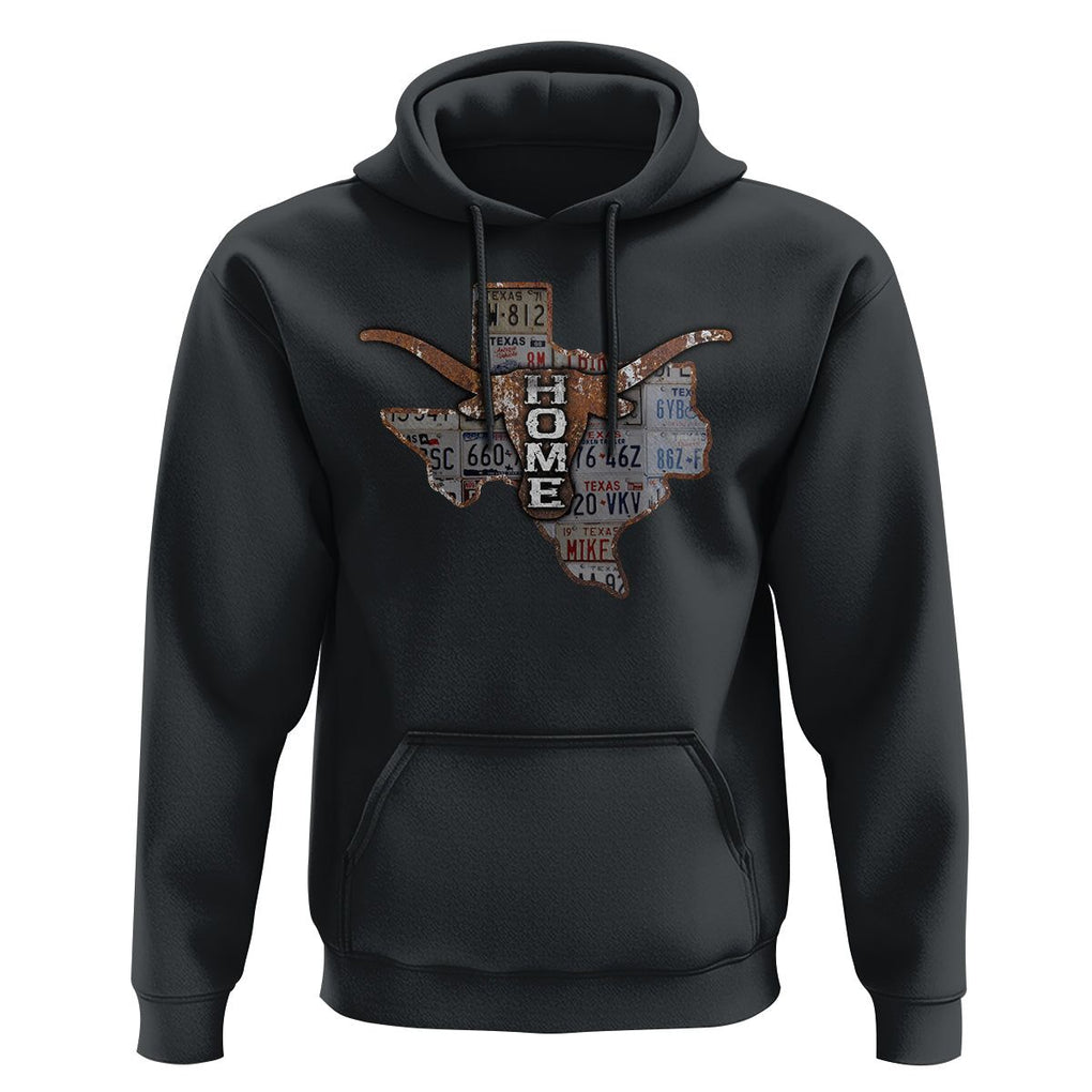 Texas Home Hoodie Vintage State Map TX Longhorn TS09 Black Print Your Wear
