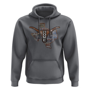 Texas Home Hoodie Vintage State Map TX Longhorn TS09 Charcoal Print Your Wear