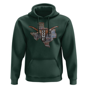 Texas Home Hoodie Vintage State Map TX Longhorn TS09 Dark Forest Green Print Your Wear