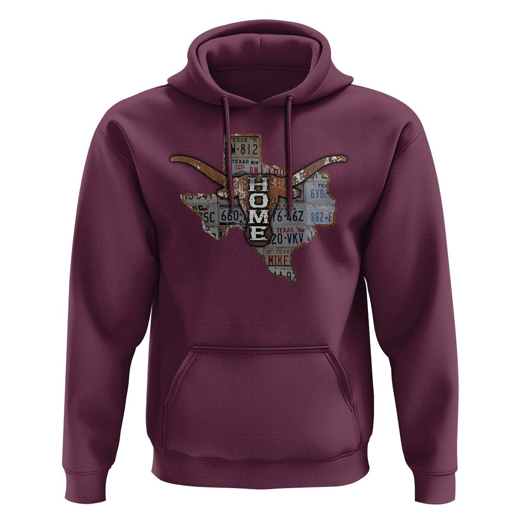 Texas Home Hoodie Vintage State Map TX Longhorn TS09 Maroon Print Your Wear