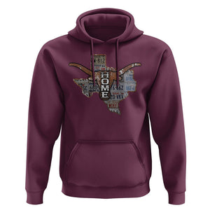 Texas Home Hoodie Vintage State Map TX Longhorn TS09 Maroon Print Your Wear