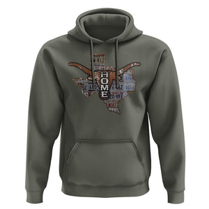 Texas Home Hoodie Vintage State Map TX Longhorn TS09 Military Green Print Your Wear