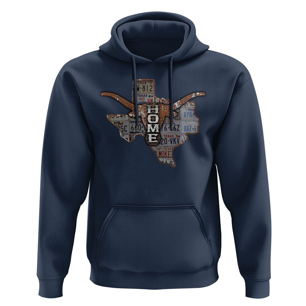 Texas Home Hoodie Vintage State Map TX Longhorn TS09 Navy Print Your Wear
