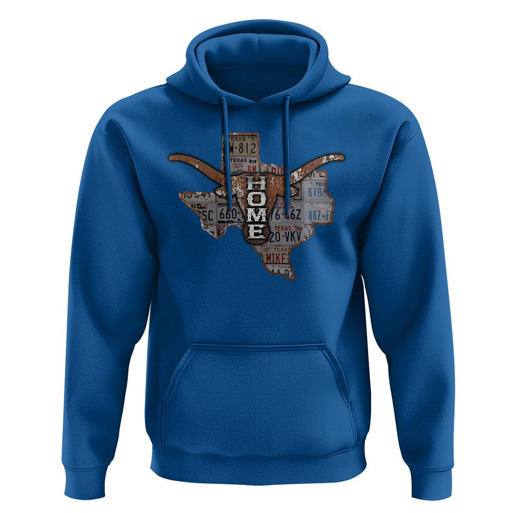 Texas Home Hoodie Vintage State Map TX Longhorn TS09 Royal Blue Print Your Wear