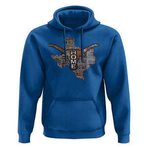 Texas Home Hoodie Vintage State Map TX Longhorn TS09 Royal Blue Print Your Wear