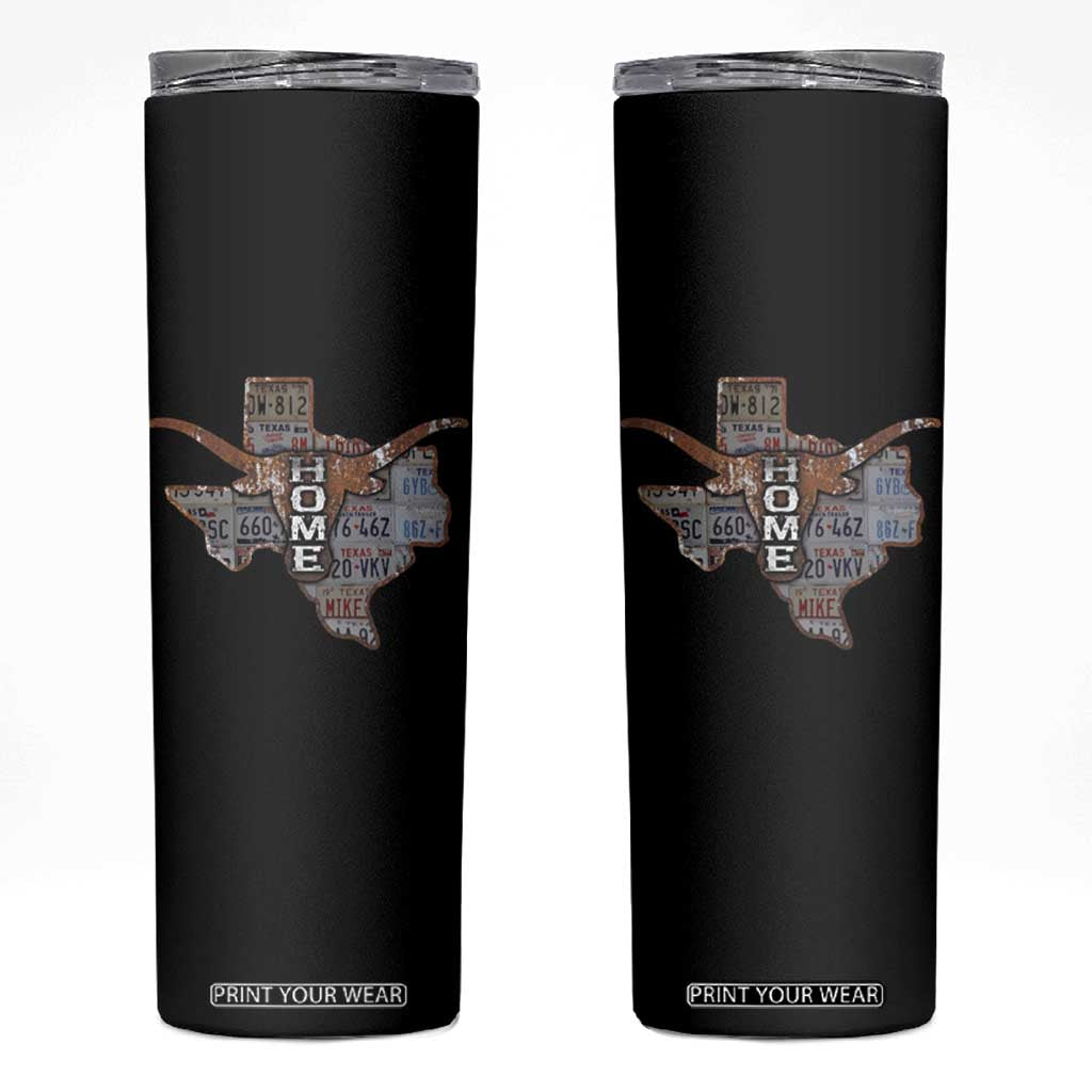 Texas Home Skinny Tumbler Vintage State Map TX Longhorn TS09 Black Print Your Wear