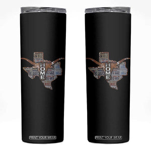 Texas Home Skinny Tumbler Vintage State Map TX Longhorn TS09 Black Print Your Wear