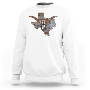 Texas Home Sweatshirt Vintage State Map TX Longhorn TS09 White Print Your Wear