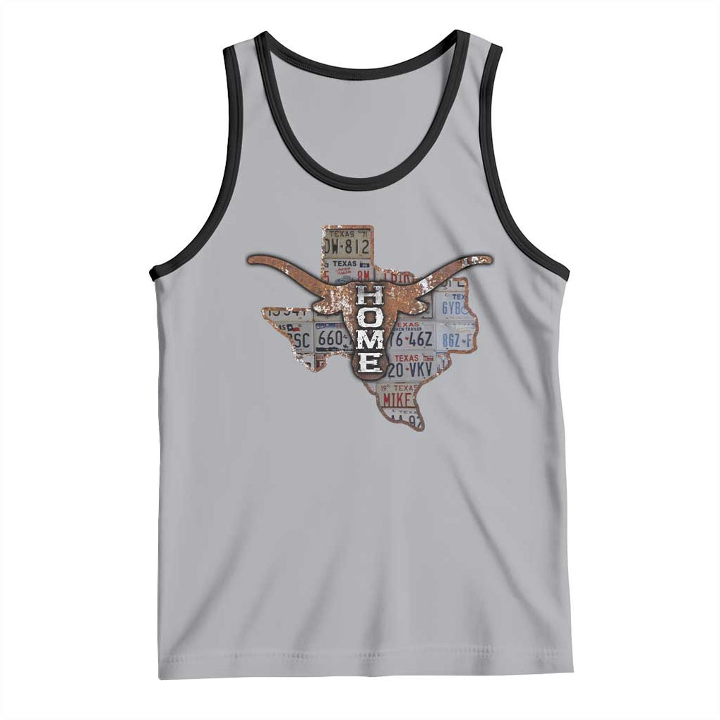 Texas Home Tank Top Vintage State Map TX Longhorn TS09 Athletic Heather Black Print Your Wear