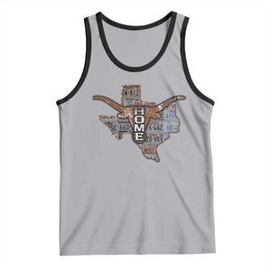 Texas Home Tank Top Vintage State Map TX Longhorn TS09 Athletic Heather Black Print Your Wear