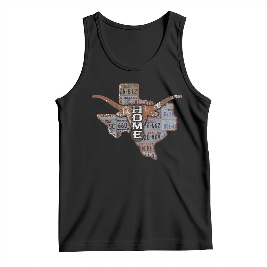 Texas Home Tank Top Vintage State Map TX Longhorn TS09 Black Print Your Wear