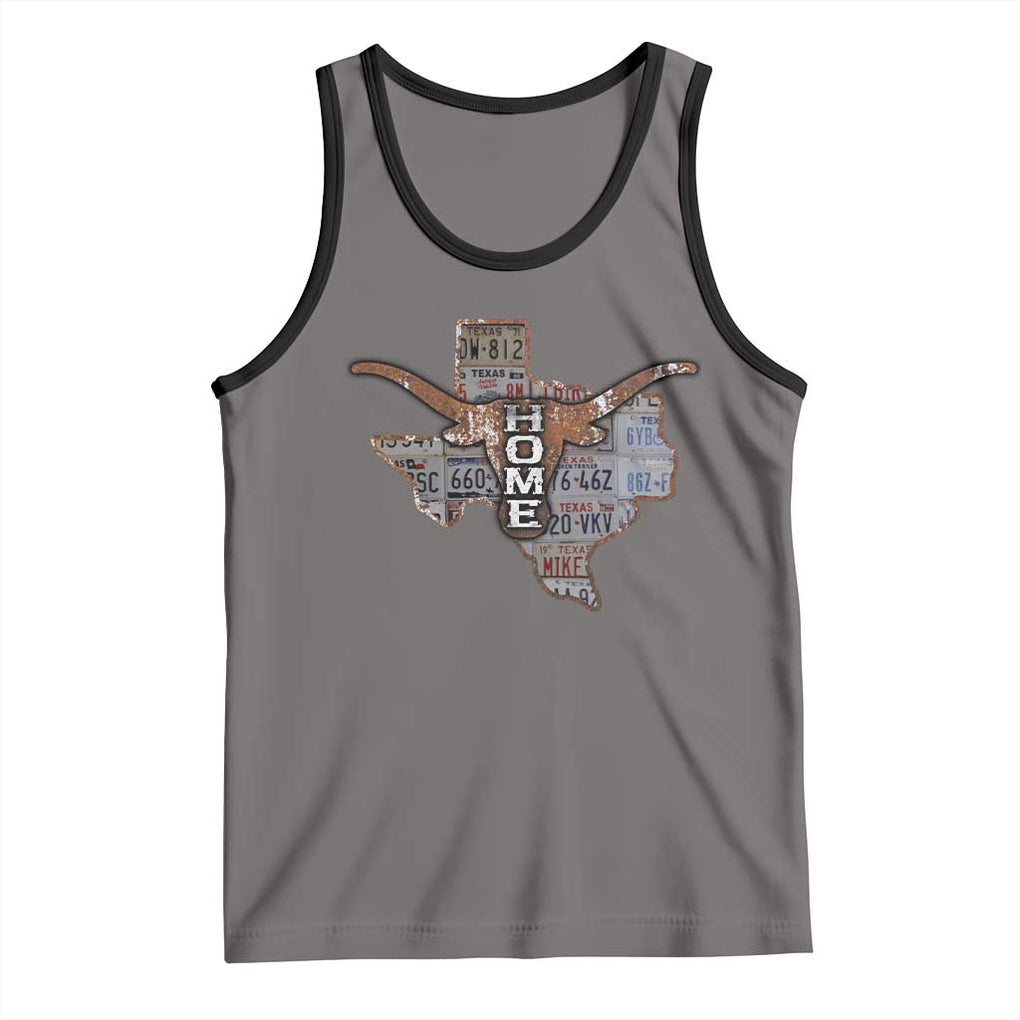 Texas Home Tank Top Vintage State Map TX Longhorn TS09 Deep Heather Black Print Your Wear