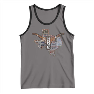 Texas Home Tank Top Vintage State Map TX Longhorn TS09 Deep Heather Black Print Your Wear