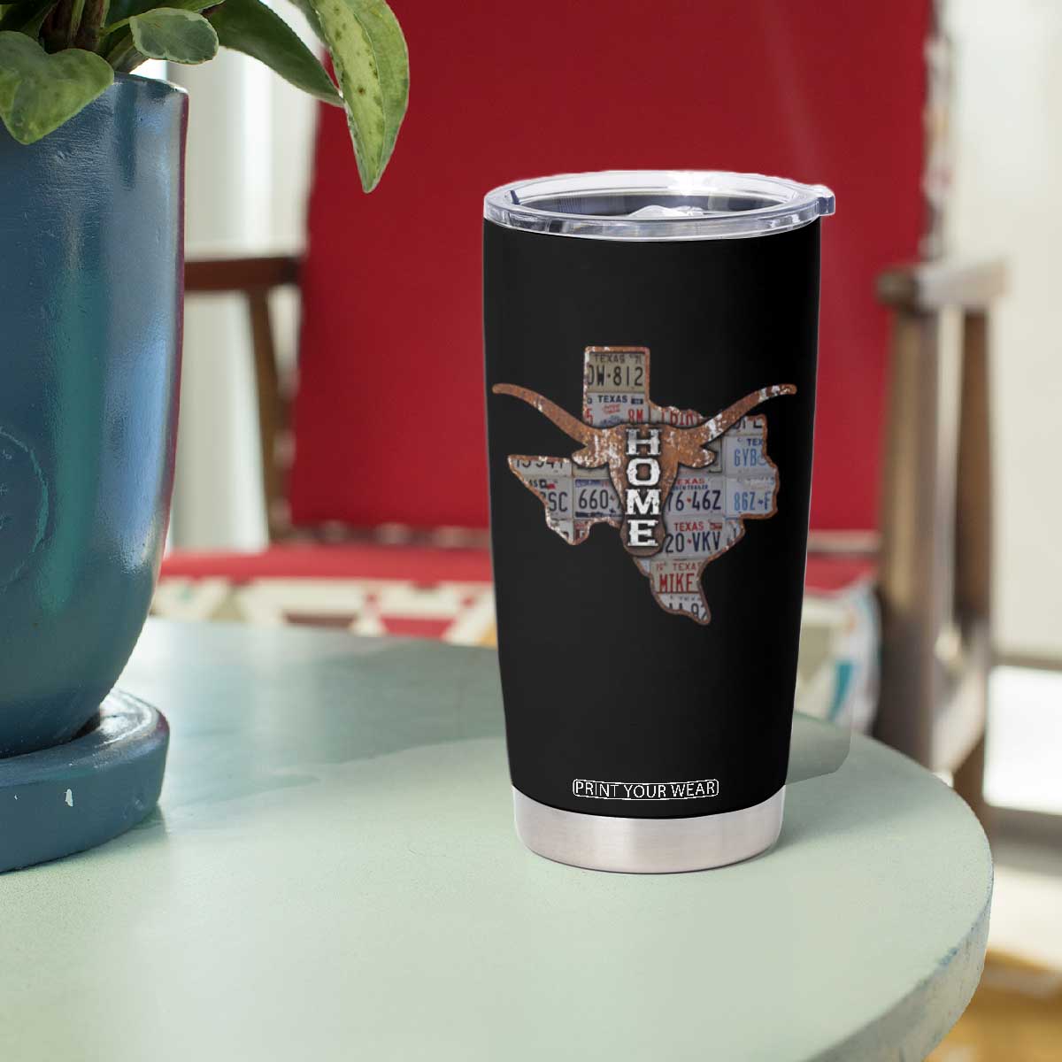 Texas Home Tumbler Cup Vintage State Map TX Longhorn TS09 Print Your Wear