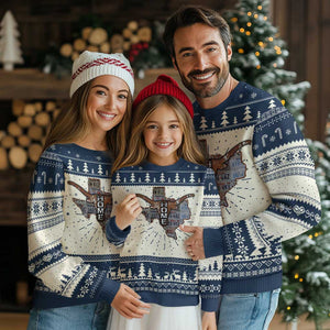 Texas Home Ugly Christmas Sweater Vintage State Map TX Longhorn TS09 Navy Print Your Wear