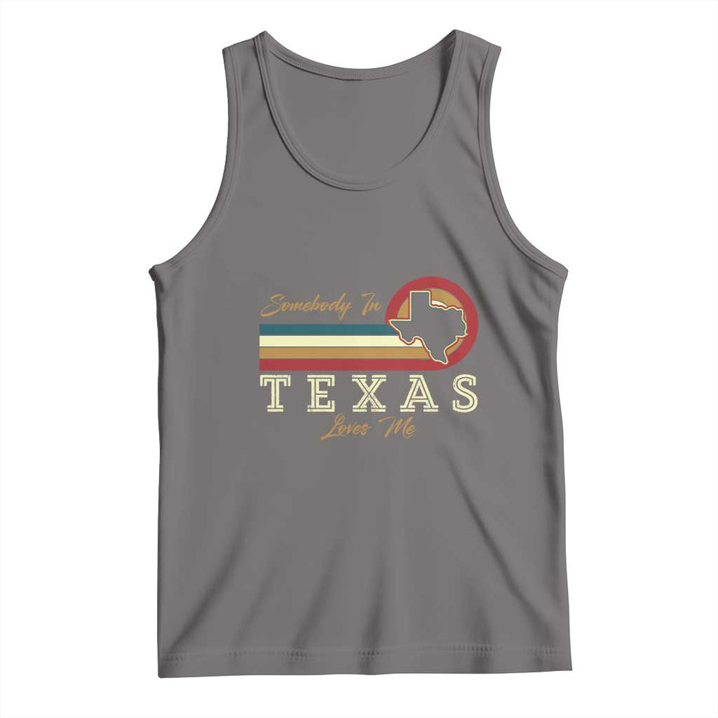 Retro Somebody In Texas Loves Me Tank Top TS09 Deep Heather Print Your Wear