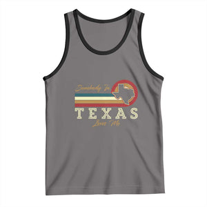 Retro Somebody In Texas Loves Me Tank Top TS09 Deep Heather Black Print Your Wear