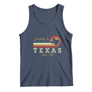 Retro Somebody In Texas Loves Me Tank Top TS09 Navy Print Your Wear