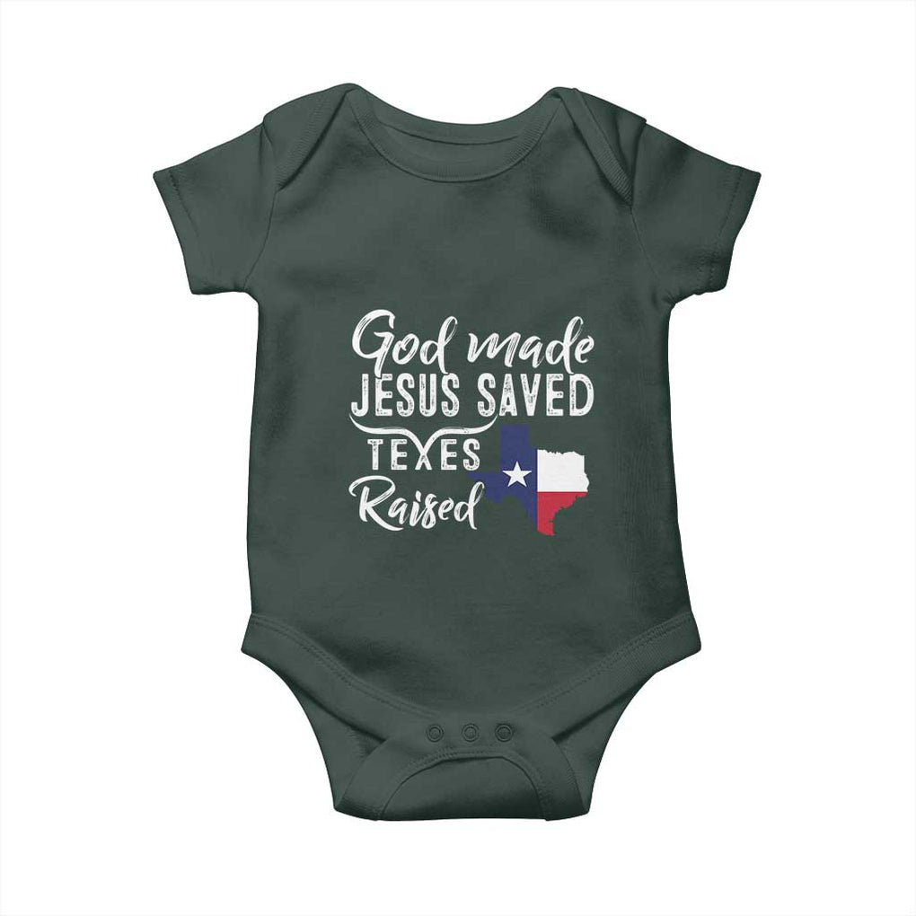 God Made Jesus Saved Texas Raised Baby Onesie TS09 Print Your Wear