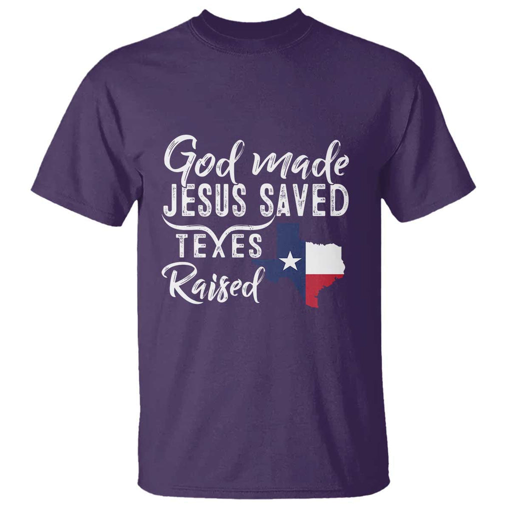 God Made Jesus Saved Texas Raised T Shirt TS09 Purple Print Your Wear