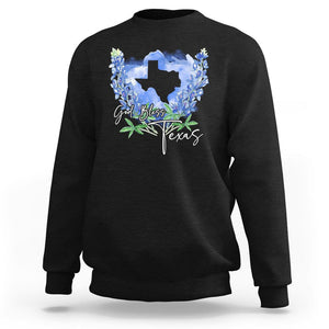 God Bless Texas Bluebonnet Sweatshirt TS09 Black Print Your Wear