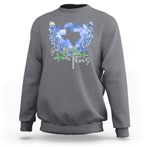 God Bless Texas Bluebonnet Sweatshirt TS09 Charcoal Print Your Wear
