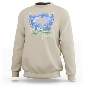 God Bless Texas Bluebonnet Sweatshirt TS09 Sand Print Your Wear