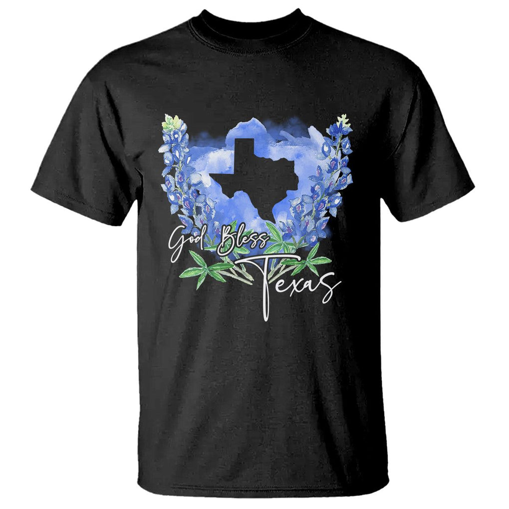 God Bless Texas Bluebonnet T Shirt TS09 Black Print Your Wear