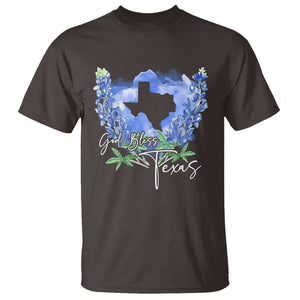 God Bless Texas Bluebonnet T Shirt TS09 Dark Chocolate Print Your Wear
