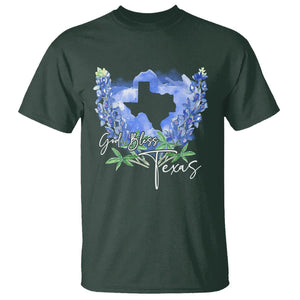 God Bless Texas Bluebonnet T Shirt TS09 Dark Forest Green Print Your Wear