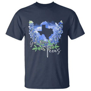 God Bless Texas Bluebonnet T Shirt TS09 Navy Print Your Wear