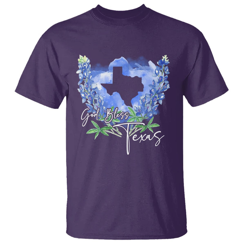 God Bless Texas Bluebonnet T Shirt TS09 Purple Print Your Wear