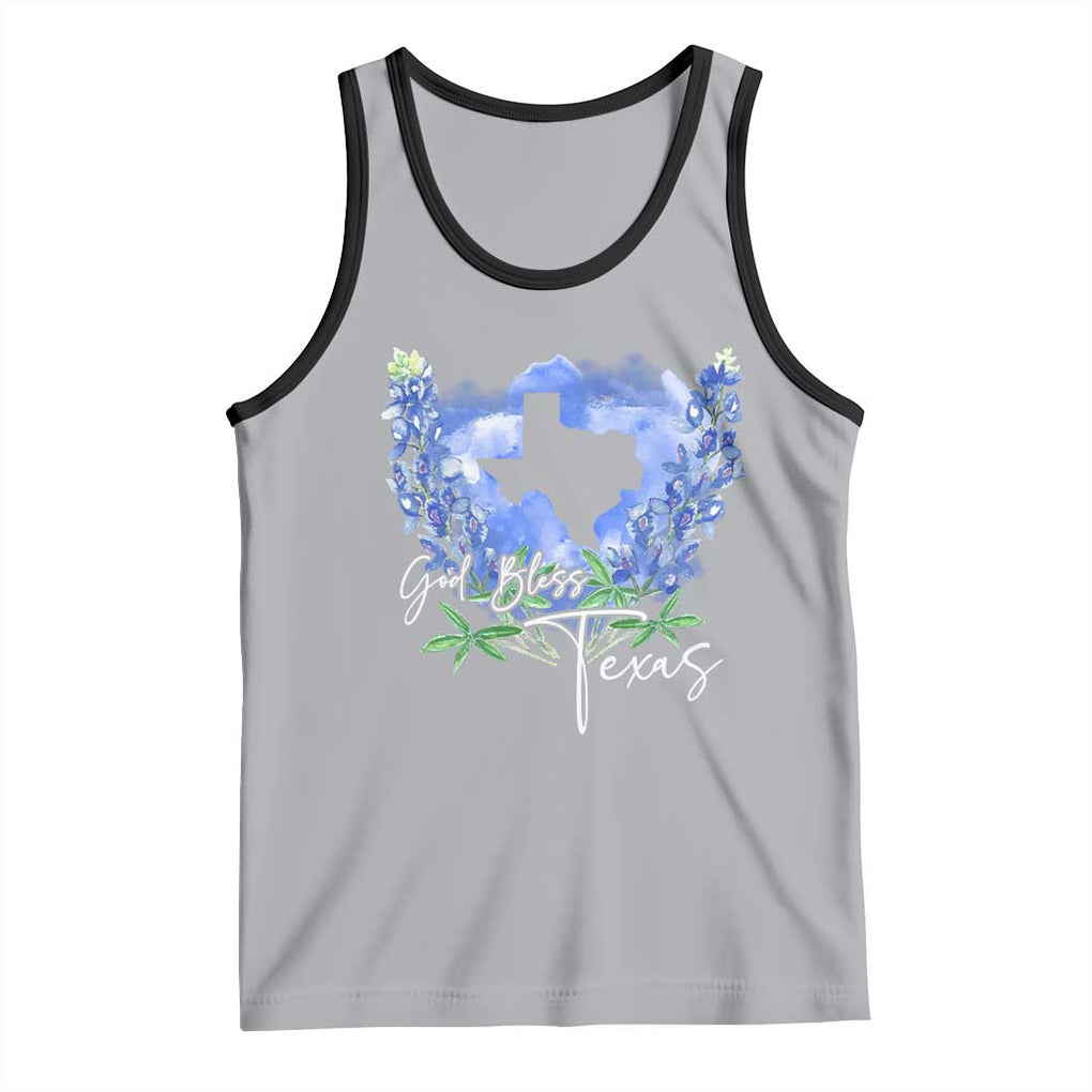 God Bless Texas Bluebonnet Tank Top TS09 Athletic Heather Black Print Your Wear