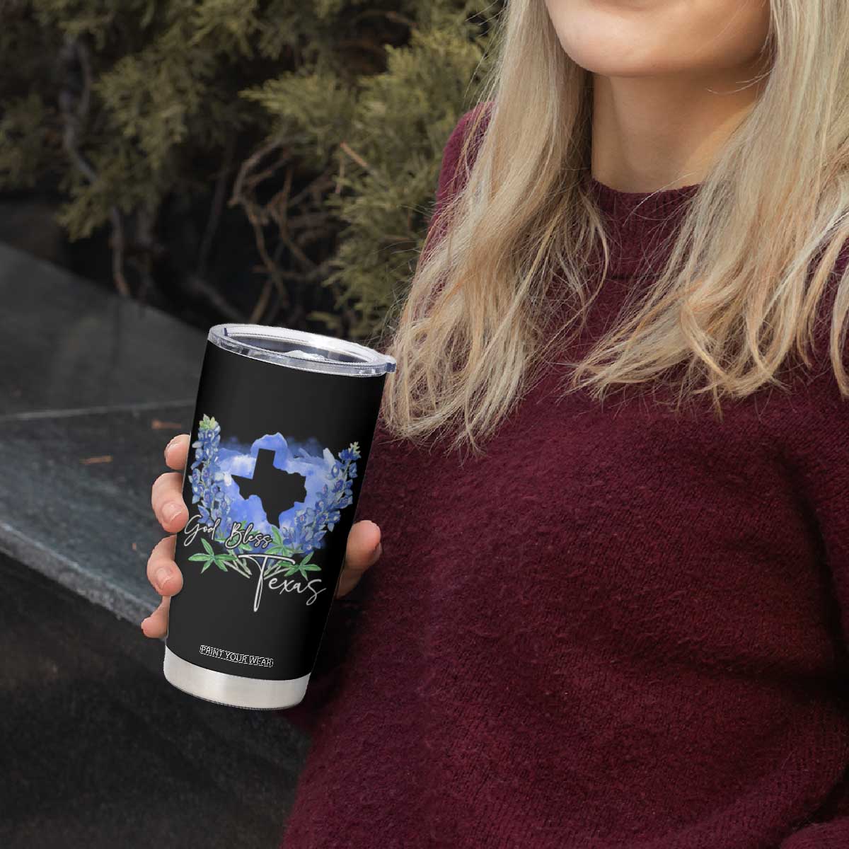 God Bless Texas Bluebonnet Tumbler Cup TS09 Print Your Wear