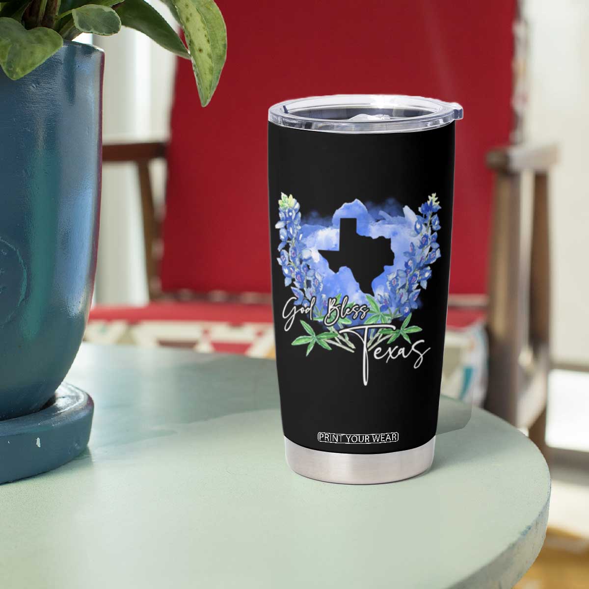 God Bless Texas Bluebonnet Tumbler Cup TS09 Print Your Wear