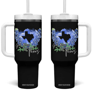 God Bless Texas Bluebonnet Tumbler With Handle TS09 One Size: 40 oz Black Print Your Wear
