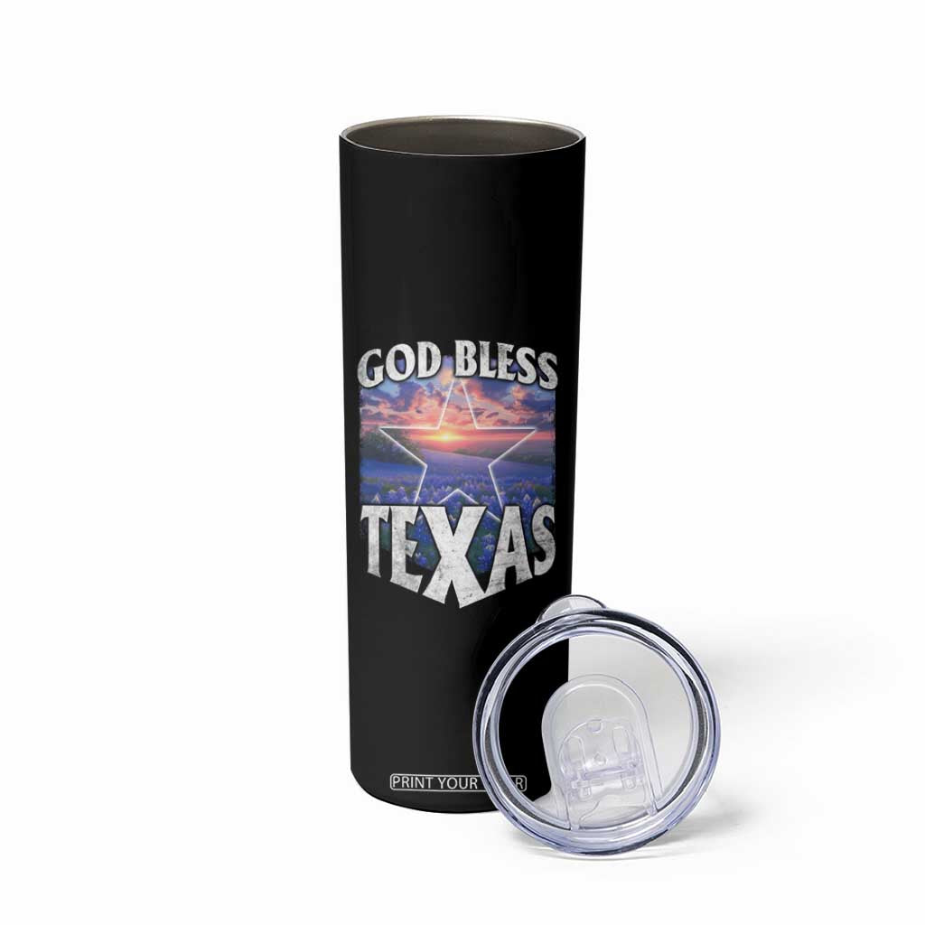 Bluebonnet Field God Bless Texas Skinny Tumbler TS09 Print Your Wear