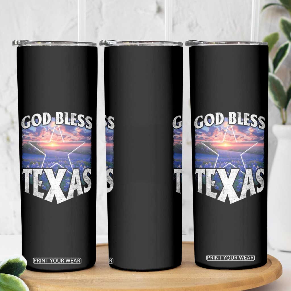 Bluebonnet Field God Bless Texas Skinny Tumbler TS09 Print Your Wear
